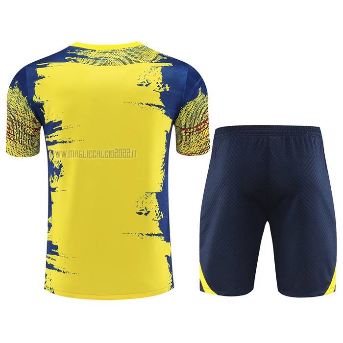 Tuta da Track del FC Barcellona Manga Corta 2023-2024 Giallo y Blu - Pantalon Corto